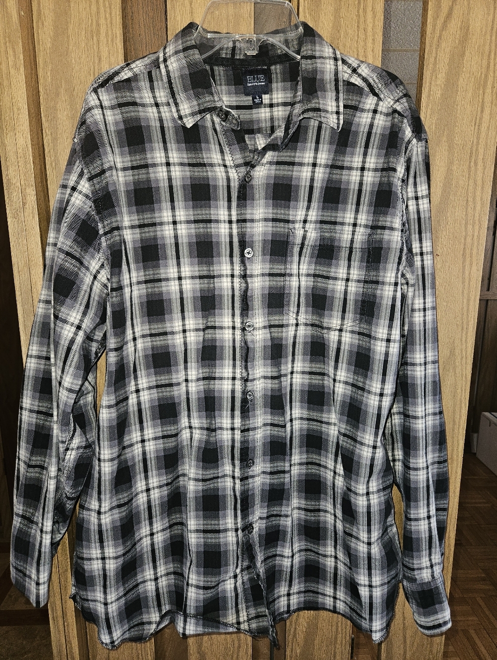 BLUE Saks Fifth Avenue Sz L LONG SLEEVE SHIRT BLACK /CREAM